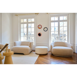 Loveseat Albano - Fauteuil 1,5 place bouclé crème