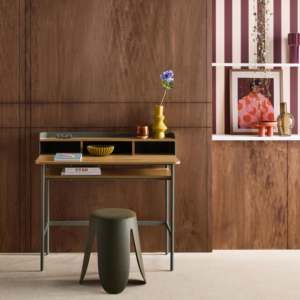 Bureau métal et décor bois 3 niches MOLTO