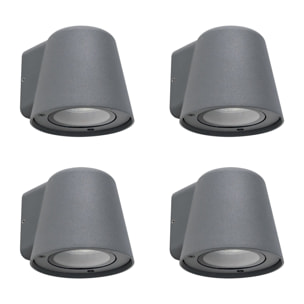 Cone - 4 Apliques de Pared Exterior de 1 Foco GU10 con IP44 de Color Negro