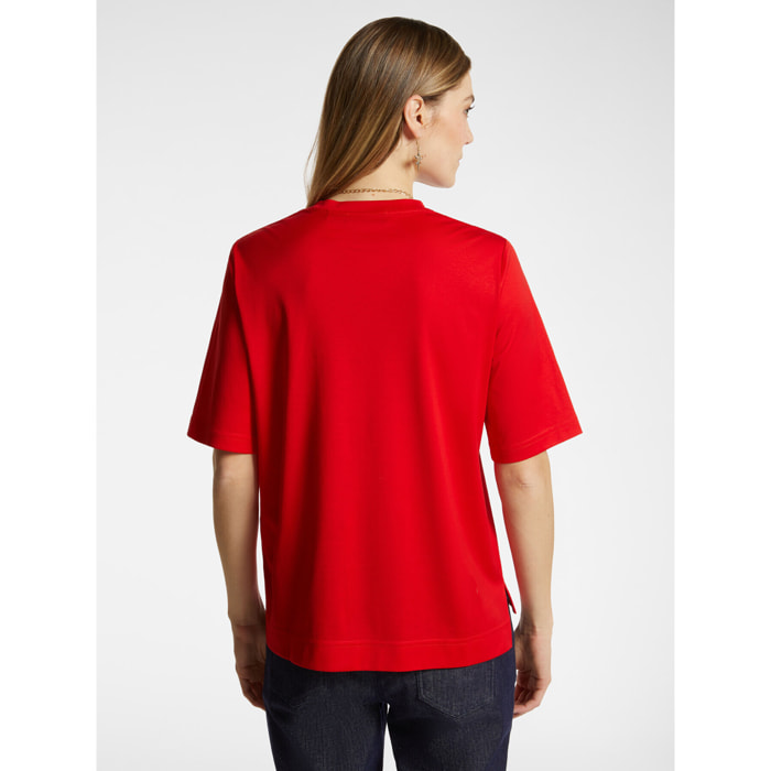 Elena Mirò - Camiseta con pequeña libélula de strass - Rojo