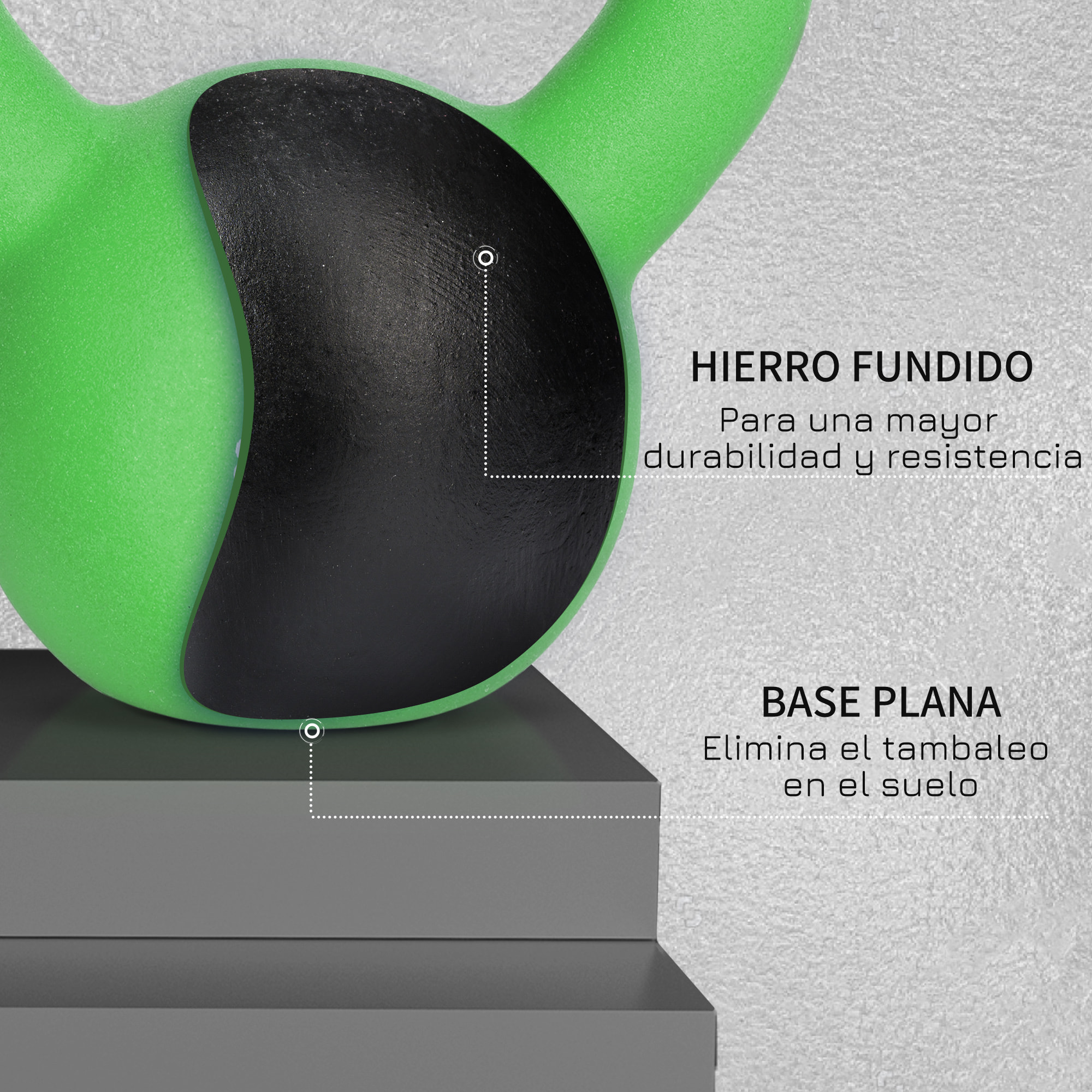 Pesa Rusa de 12 kg de Hierro Fundido Kettlebell para Entrenamiento de Fuerza