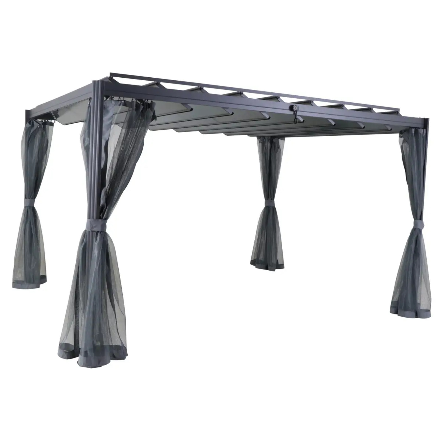 Moustiquaire pour pergola "Belize" à lattes 3x3,8m ardoise en polyester