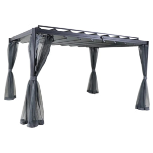 Moustiquaire pour pergola "Belize" à lattes 3x3,8m ardoise en polyester