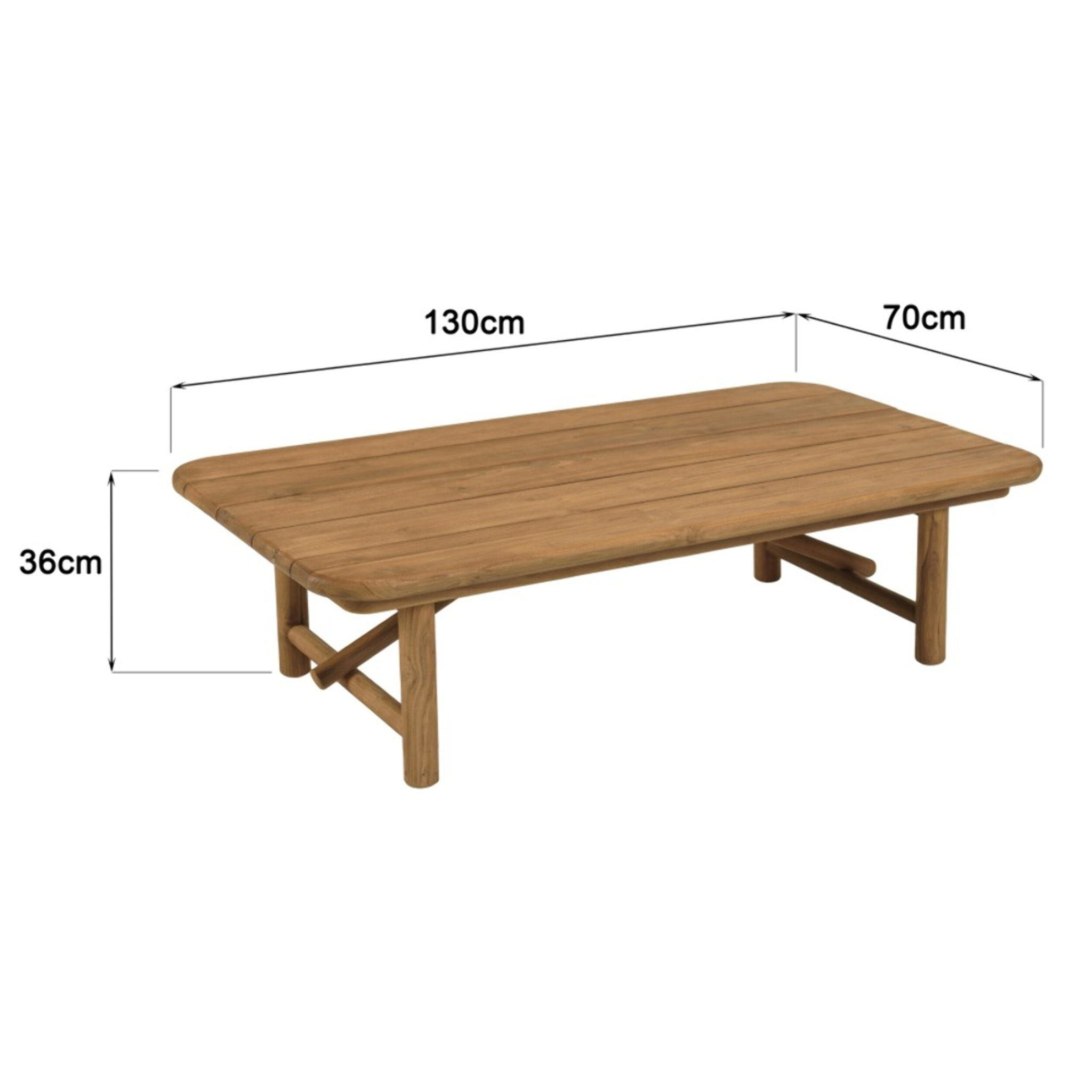 COLINE - Table basse de jardin 130x70cm en bois de teck recyclé