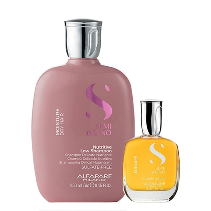 ALFAPARF MILANO Kit Semi Di Lino Nutritive Low Shampoo + Cristalli 30ml