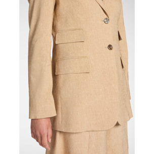 Elena Mirò - Blazer de mezcla de lino con botonadura sencilla - Beige