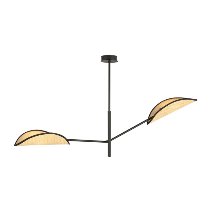 Lampada a sospensione VENE in acciaio nero e rattan
