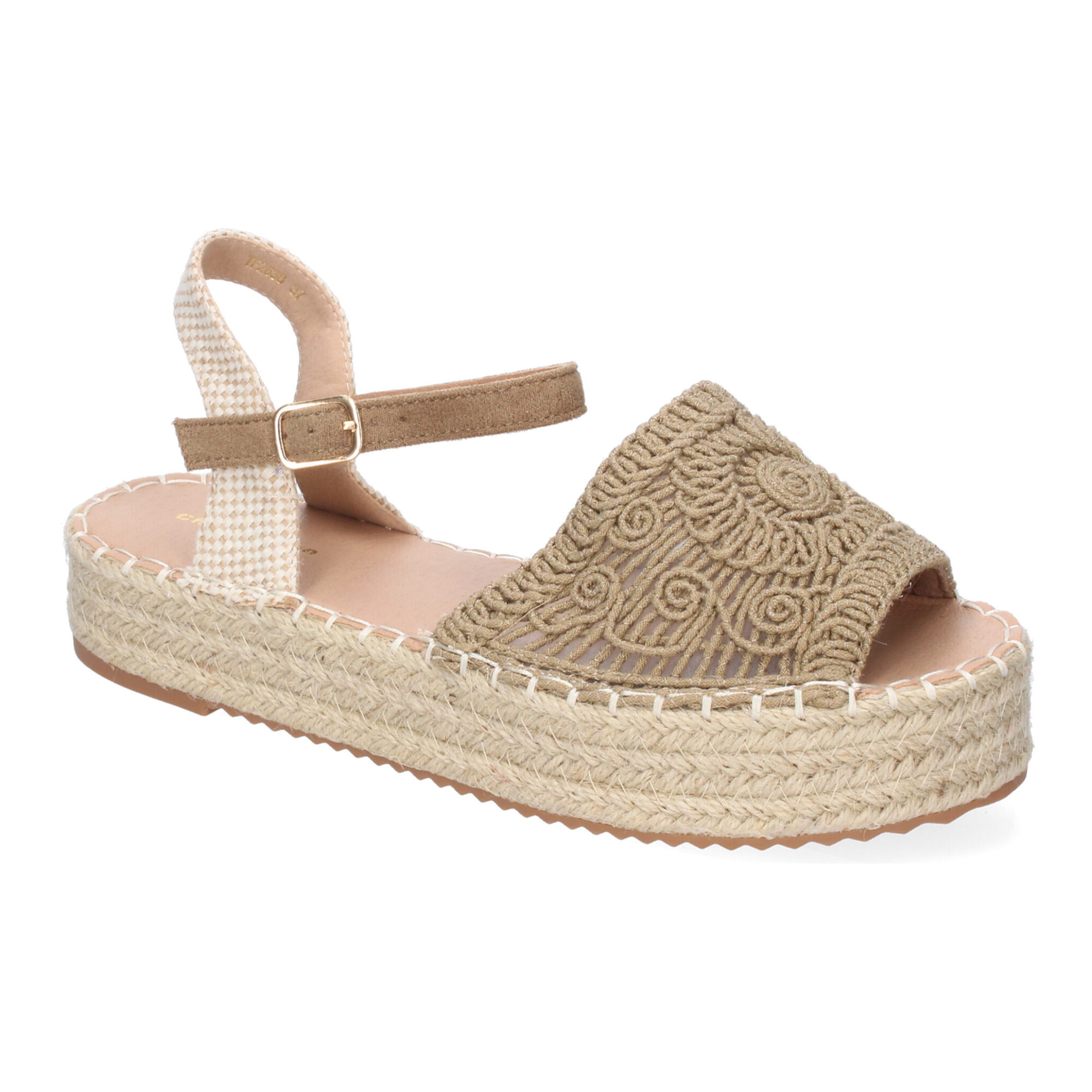 Sandalia de Plataforma para Mujer, Comoda, Forrada de Yute, Pala Abierta y Entrelazada