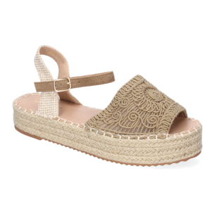 Sandalia de Plataforma para Mujer, Comoda, Forrada de Yute, Pala Abierta y Entrelazada