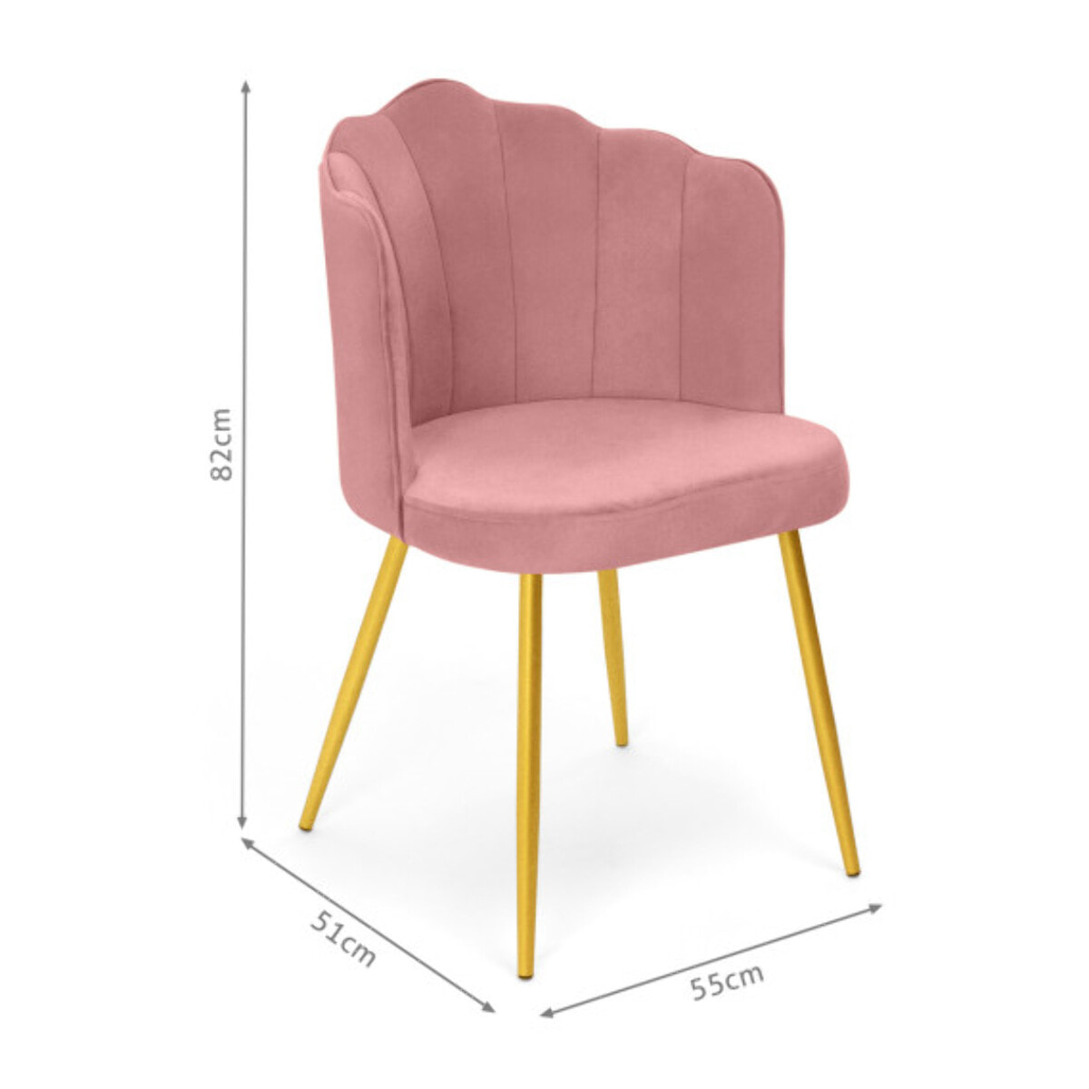Chaises Arielle pieds dorés - Velours rose