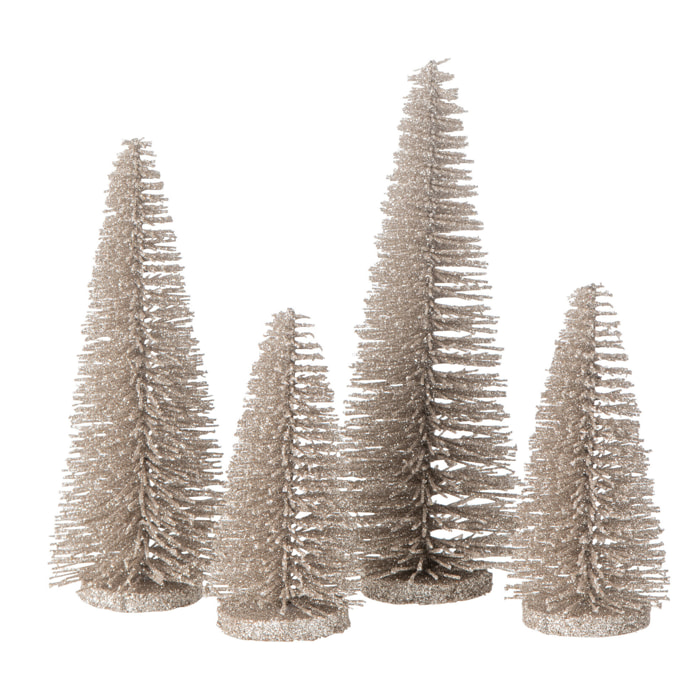 J-Line décoration Sapin De Noël Paillettes - plastique - greige - boîte de 4