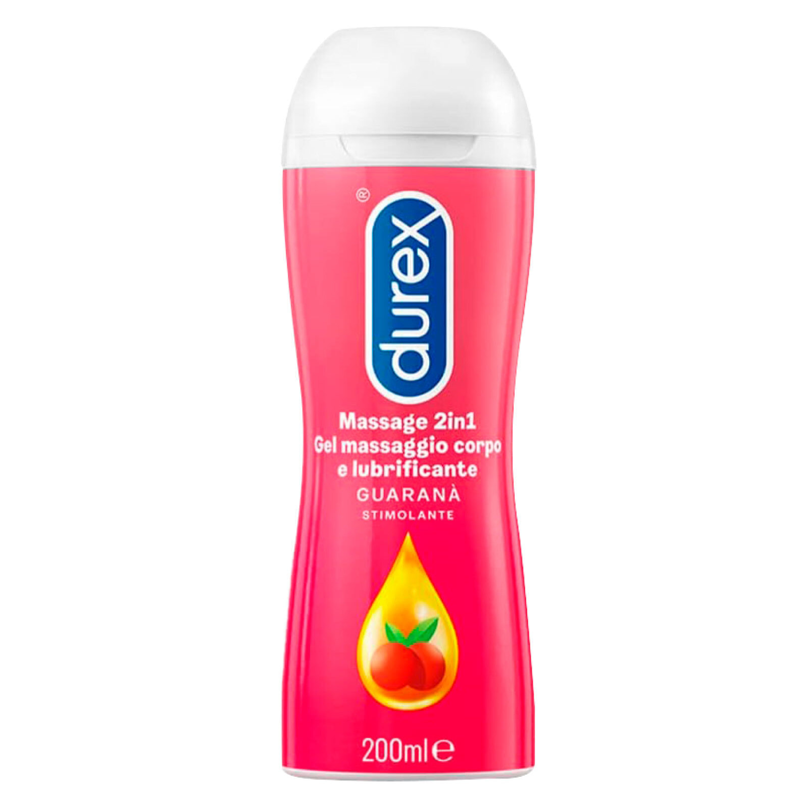 Durex Massage 2in1 Stimulating con Guaranà, Gel Massaggi + Lubrificante Intimo 200ml