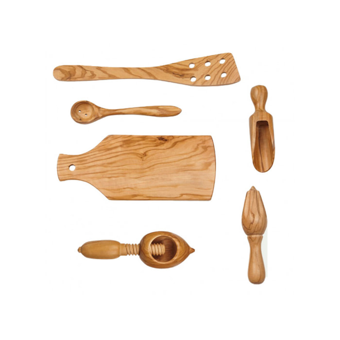 Coffret de cuisine 6 pièces en bois d'olivier - OLIVIA