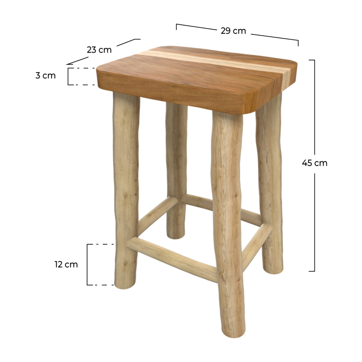 Tabouret 45.5 cm en teck - Ika