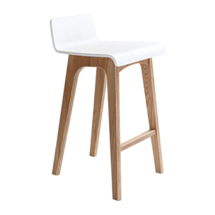 Chaise de bar scandinave bois et blanc H66 cm BALTIK