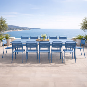 Ensemble table de jardin 234 cm et 10 chaises bleu EVORA