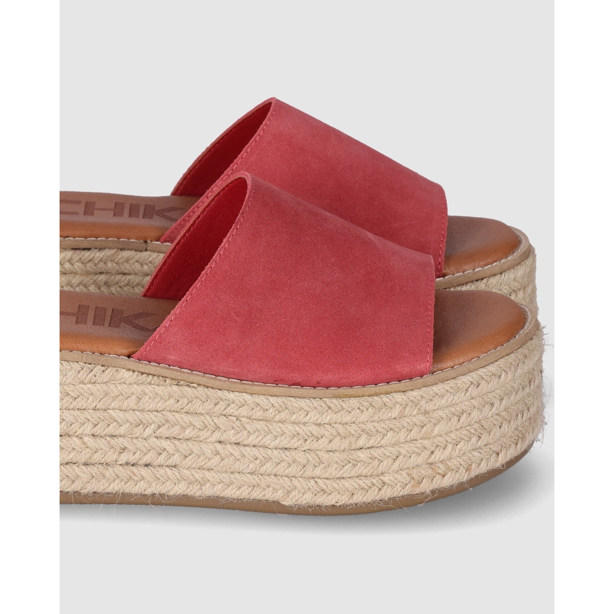 Sandalias de Serraje - Rojo - Tacón: 6 cm