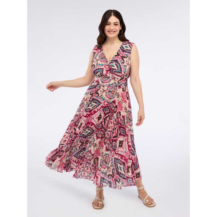 Fiorella Rubino - Vestito lungo stampato plissé - Bordeaux