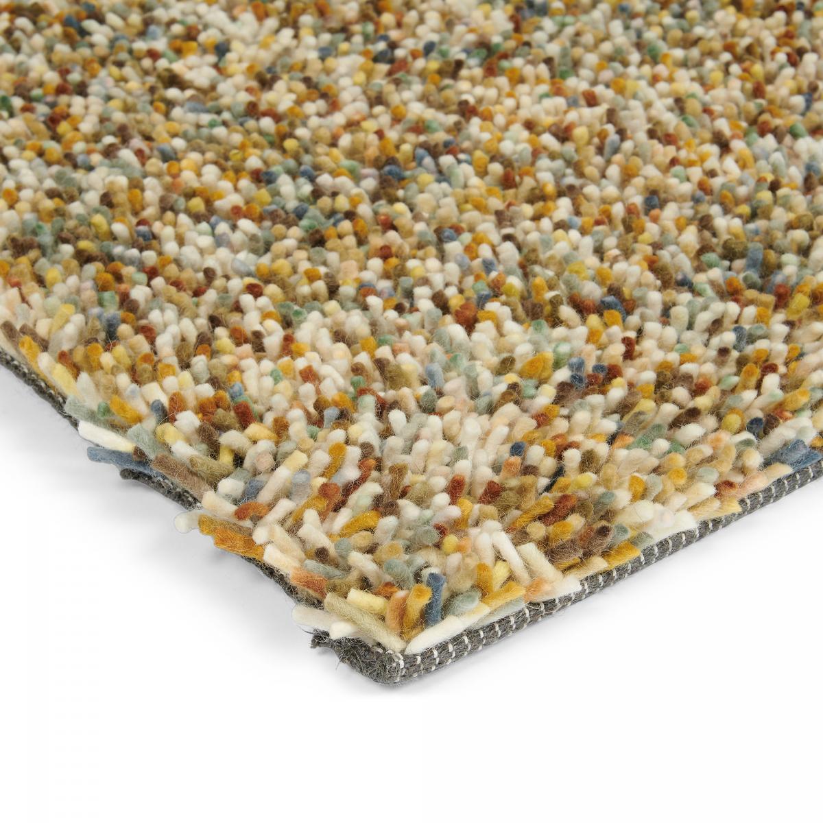 Tapis longs poils shaggy tissé en laine motif faux uni ULYO