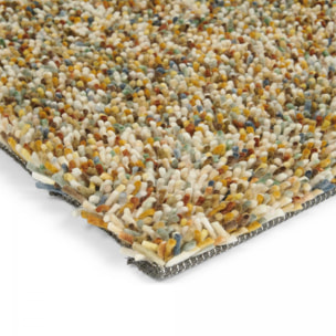 Tapis longs poils shaggy tissé en laine motif faux uni ULYO