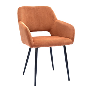 Chaises en tissu velours côtelé terre brûlée et métal noir (lot de 2) LAURETTE