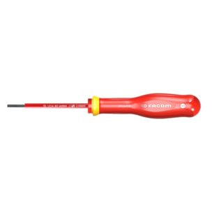 Tournevis Protwist isolé 10000 Volts pour vis à fente 3.5x75 - lame fraisée 5.5 mm - FACOM - AT3.5x75VE