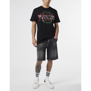 PHILIPP PLEIN Round Neck T-Shirt Logo Hexagon Stones