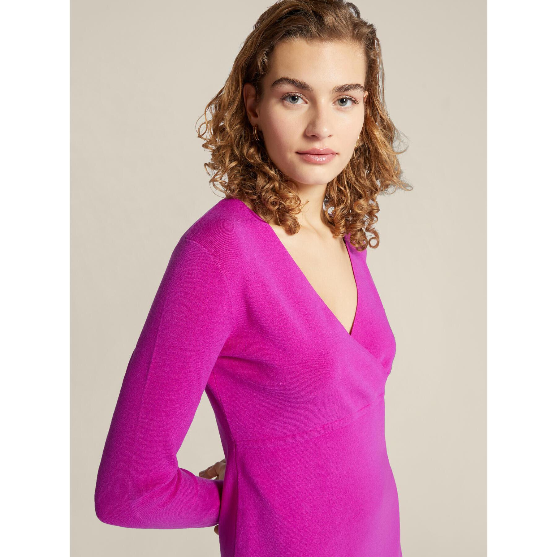 Elena Mirò - Vestido de viscosa ECOVERO™ con cruce delantero - Fuchsia