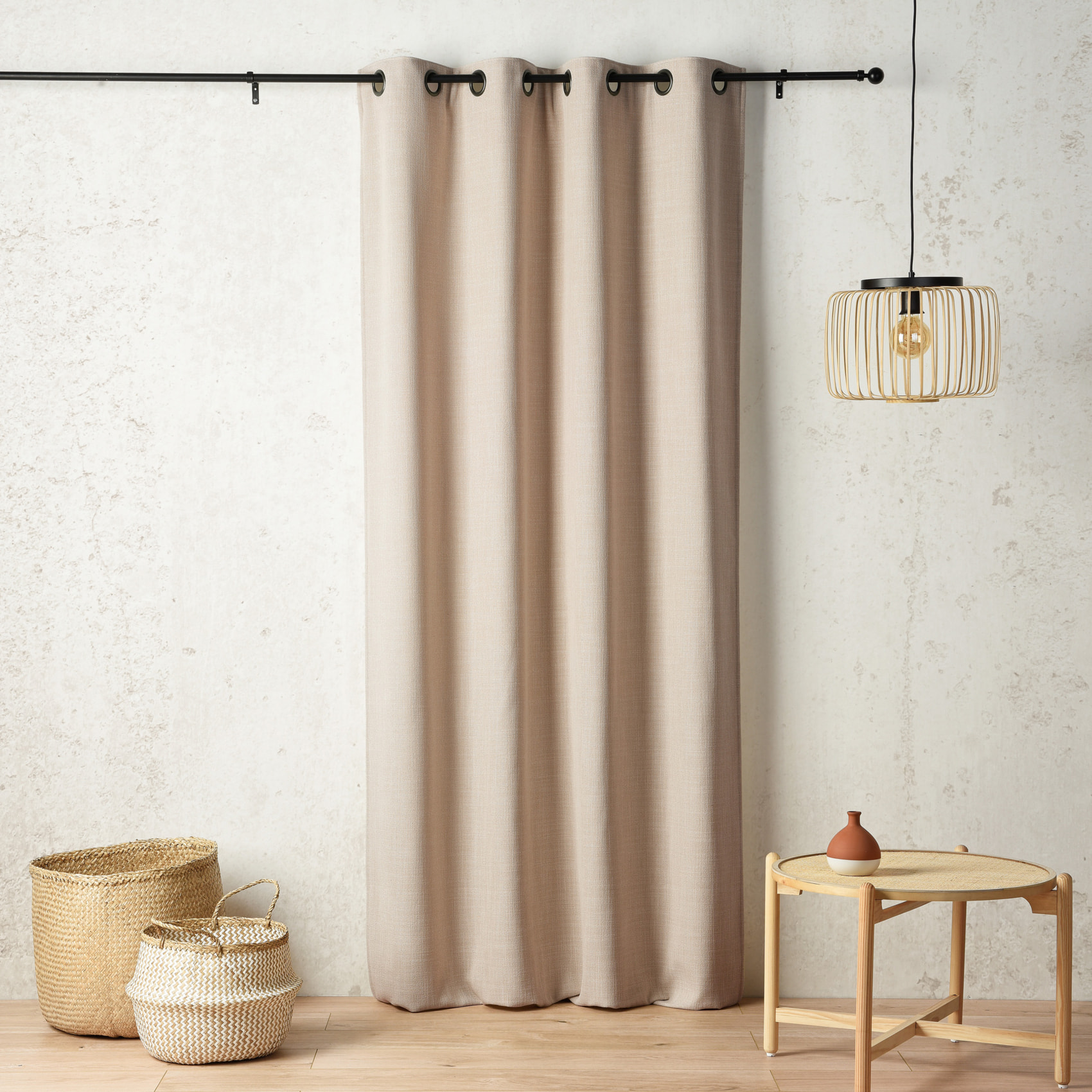 Rideau thermique et obscurcissant à envers polaire à oeillets - Beige