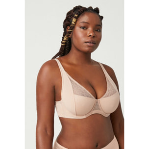 Reggiseno con ferretto non imbottito beige, coppe C, D ed E