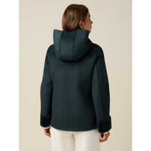 Oltre - Parka en tejido suave con capucha - Petrol Blue