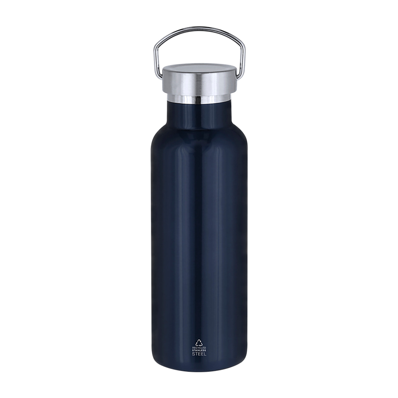 Bidón térmico en Acero Inoxidable Reciclado de doble pared y 500 ml de capacidad. Tapón a rosca con asa de transporte.