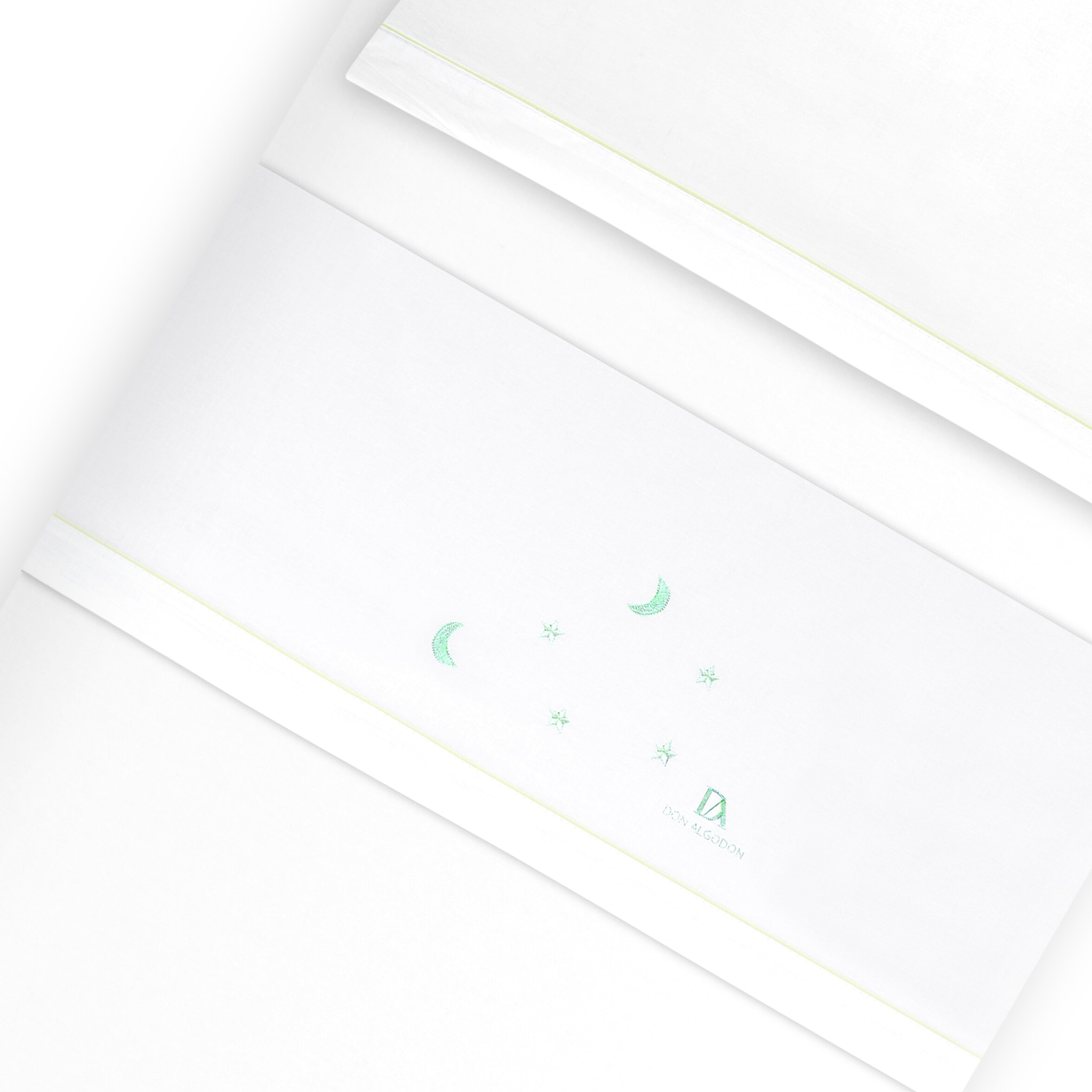 Triptico Cuna 100% Alg Don Algodon Estrellas Luna+ Peine y Cepillo Bco/Verde