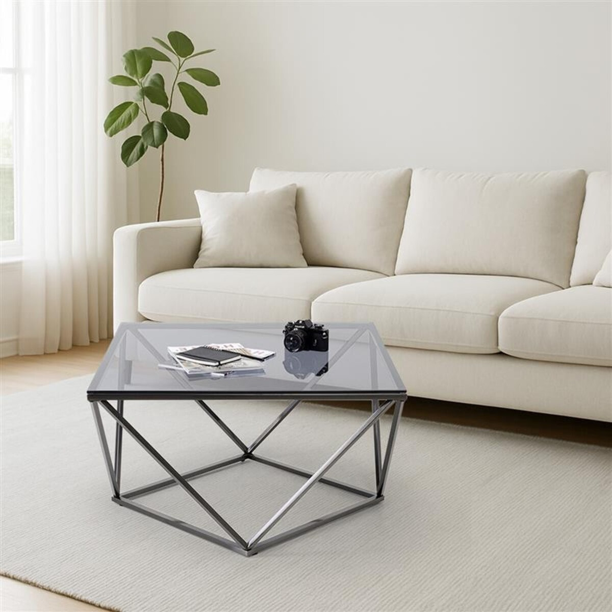 Table basse Cristallo 80x80cm graphite Kare Design