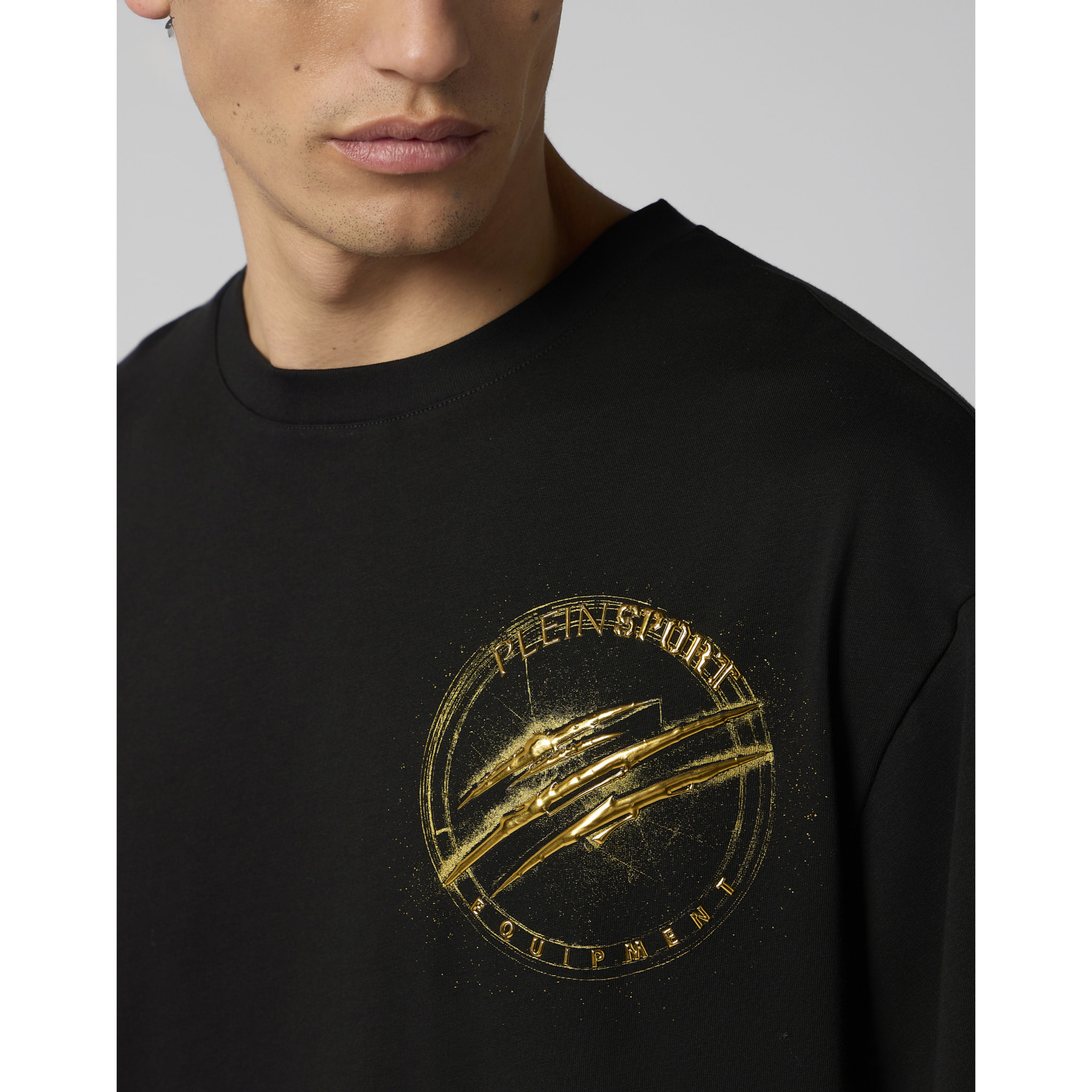 PLEIN SPORT Round Neck T-Shirt Chrome Scratch Edition