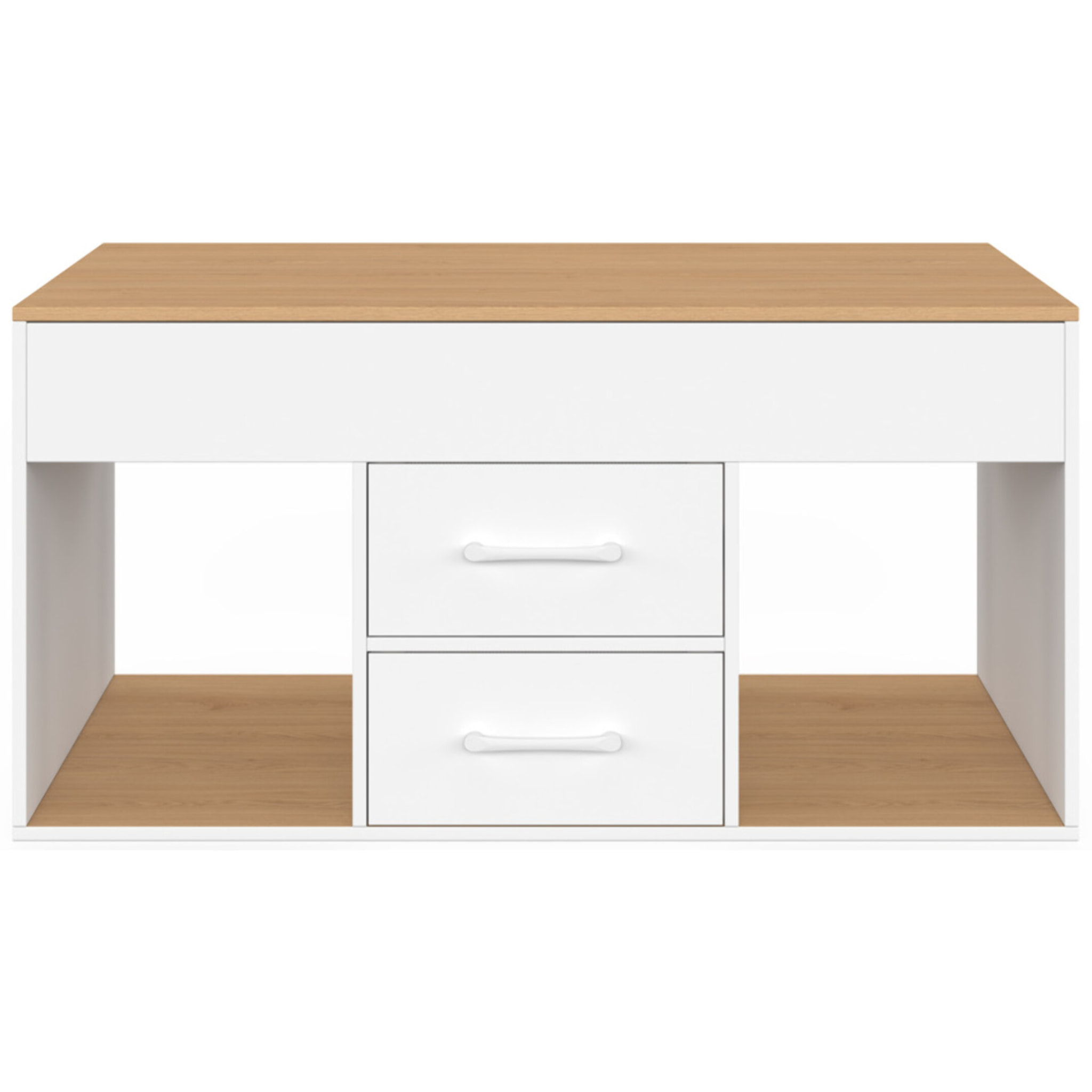 Table basse Uma relevable 2 tiroirs bois et blanc