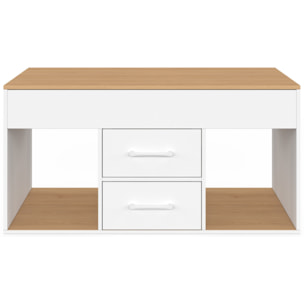 Table basse Uma relevable 2 tiroirs bois et blanc