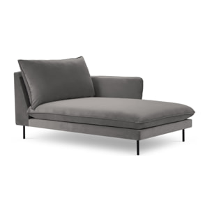 Méridienne droite "Vienna" en velours gris clair