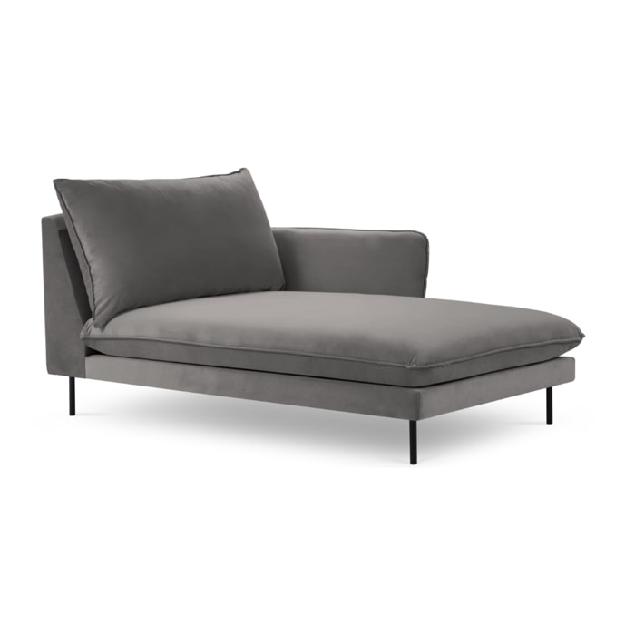 Méridienne droite "Vienna" en velours gris clair