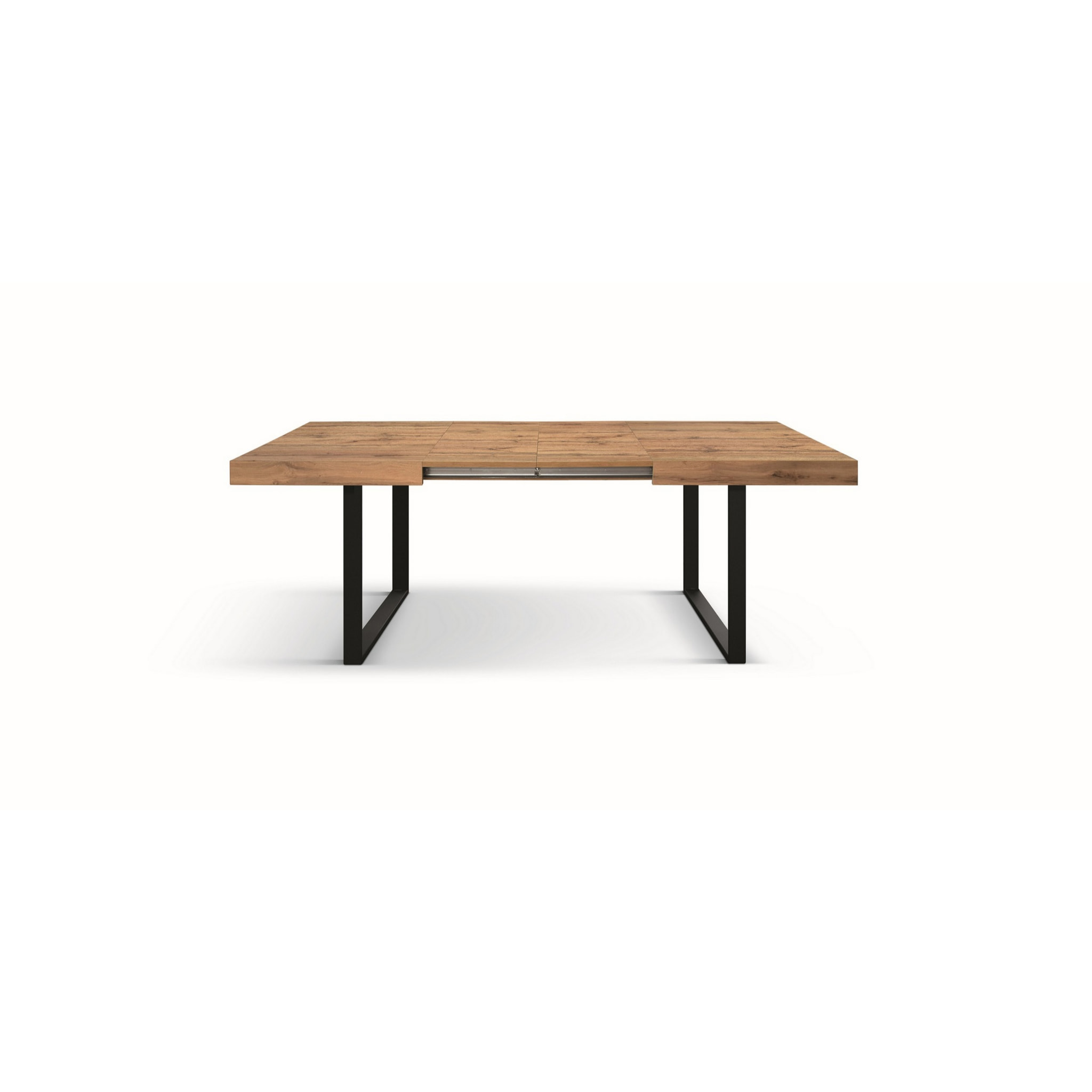 Tavolo CINQUALE in legno, finitura rovere rustico con gambe in metallo antracite, allungabile 160×90 cm – 240×90 cm