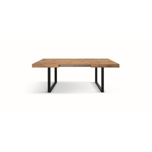 Tavolo CINQUALE in legno, finitura rovere rustico con gambe in metallo antracite, allungabile 160×90 cm – 240×90 cm
