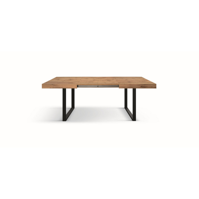 Tavolo CINQUALE in legno, finitura rovere rustico con gambe in metallo antracite, allungabile 160×90 cm – 240×90 cm