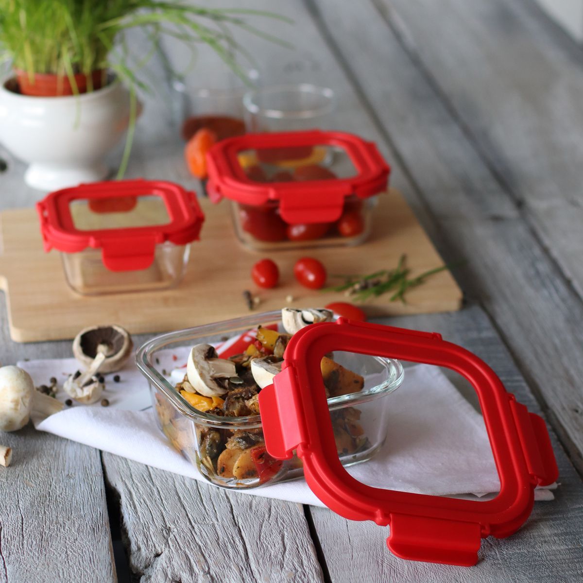 Boîte hermétique carré 310ml en verre CRISTAL