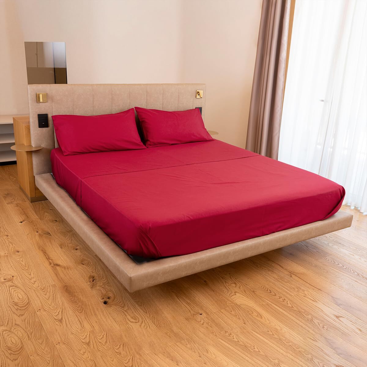 Completo lenzuola in cotone - Rosso