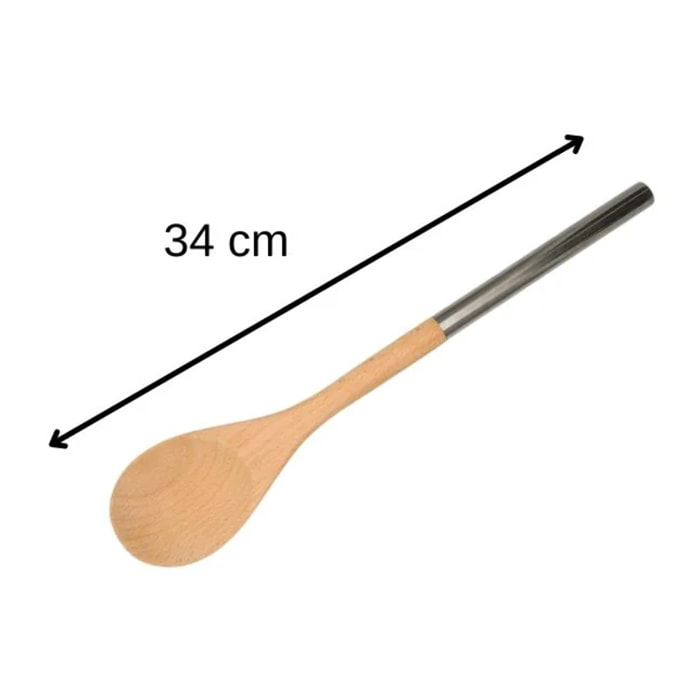 Cuillère en bois manche inox 34 cm Fackelmann Boissellerie