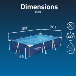 Bestway Piscine hors sol tubulaire rectangulaire Bestway Steel Pro 300 x 201 x 66 cm bleu