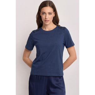 Kocca - T-shirt con applicazioni gioiello Donna, Tinta unita, Girocollo