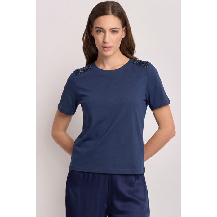 Kocca - T-shirt con applicazioni gioiello Donna, Tinta unita, Girocollo