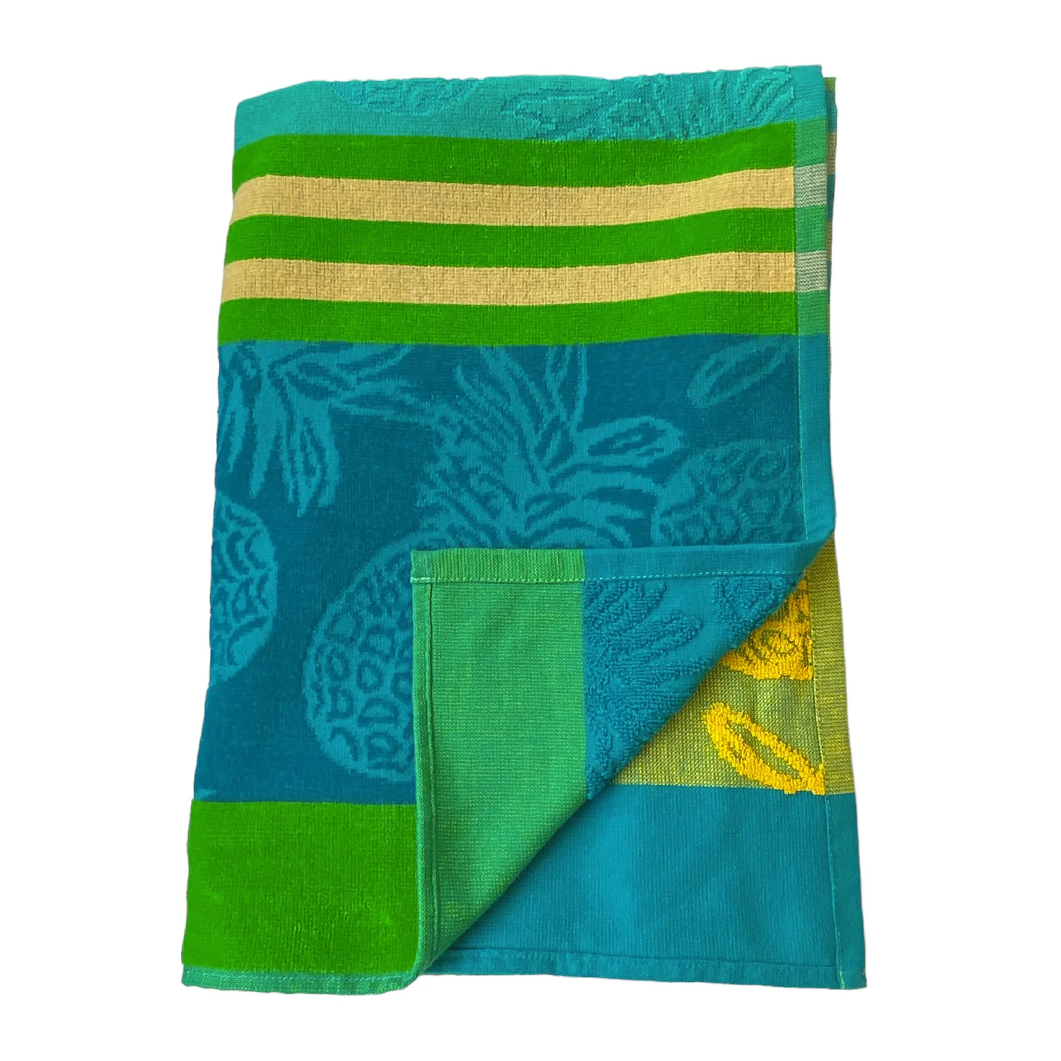 Serviette de plage éponge velours Jacquard ciselé Vert 90x170 340g/m² - Cancun
