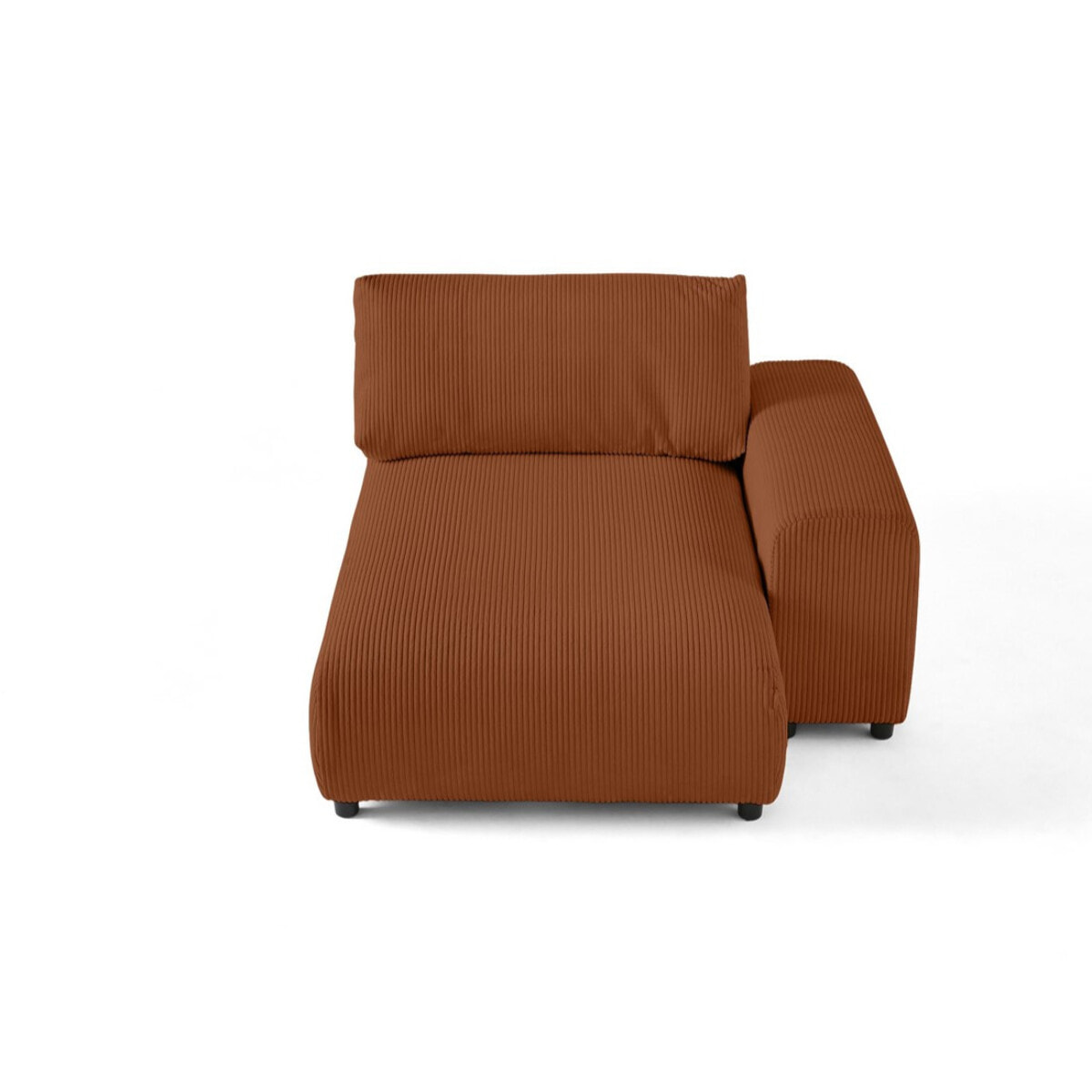 Garance - module d'assise méridienne droit - en velours côtelé - Terracotta